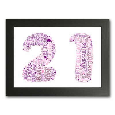 21st Word Art Birthday Gift